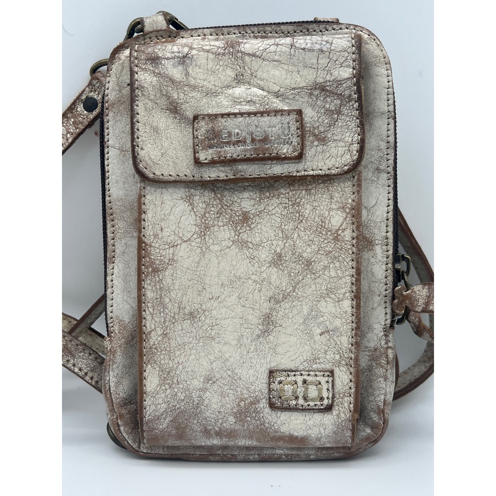 NWOT! BED STU Alelike Crossbody Phone Bag OS Nectar Tan Distressed Leather